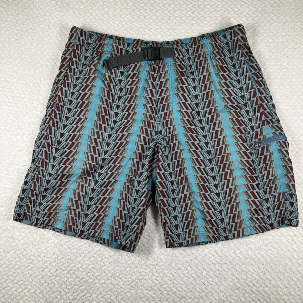 Columbia Mens Swim Trunks Omni Shade Sun Protection Med Geometric Fishing Mesh